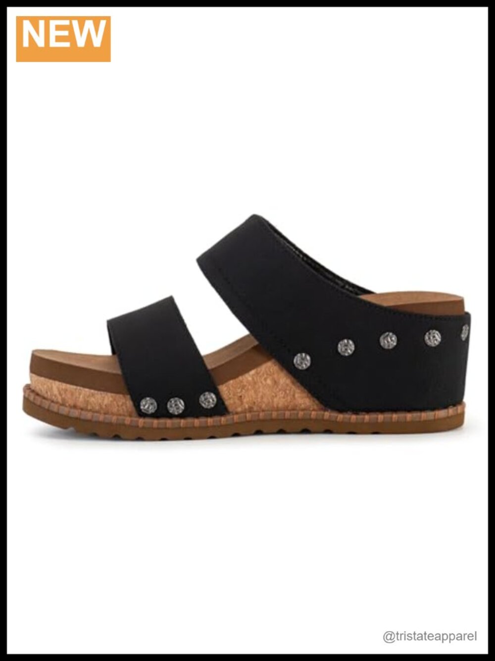 Wedge Sandals with Cork Heel and Cushioned Footbed Comfortable Casual Slingback